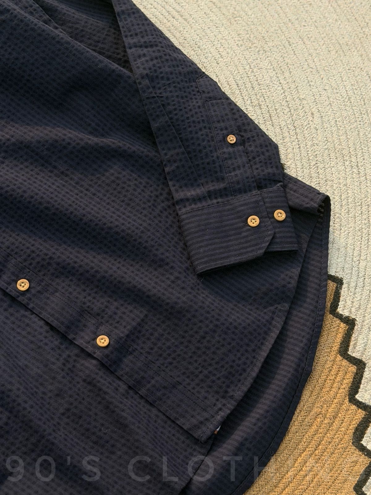 Vertical Navy Blue Striped Casual Full sleeve shirt