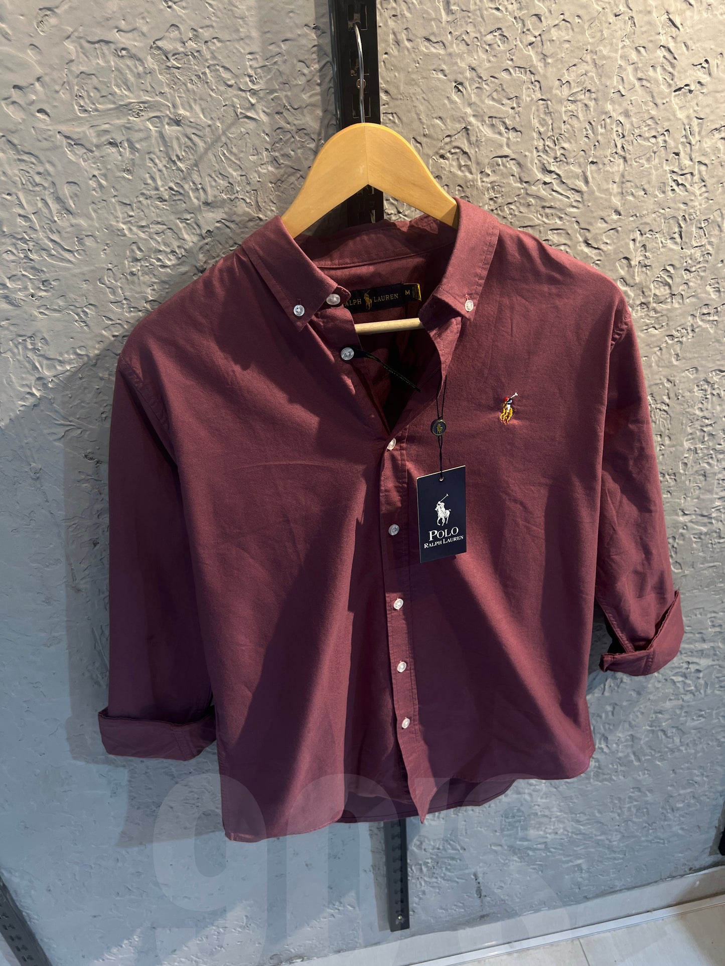 Ralph Lauren Maroon Solid Oxford Shirt
