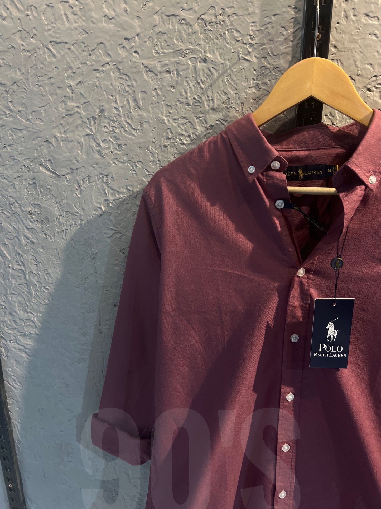 Ralph Lauren Maroon Solid Oxford Shirt