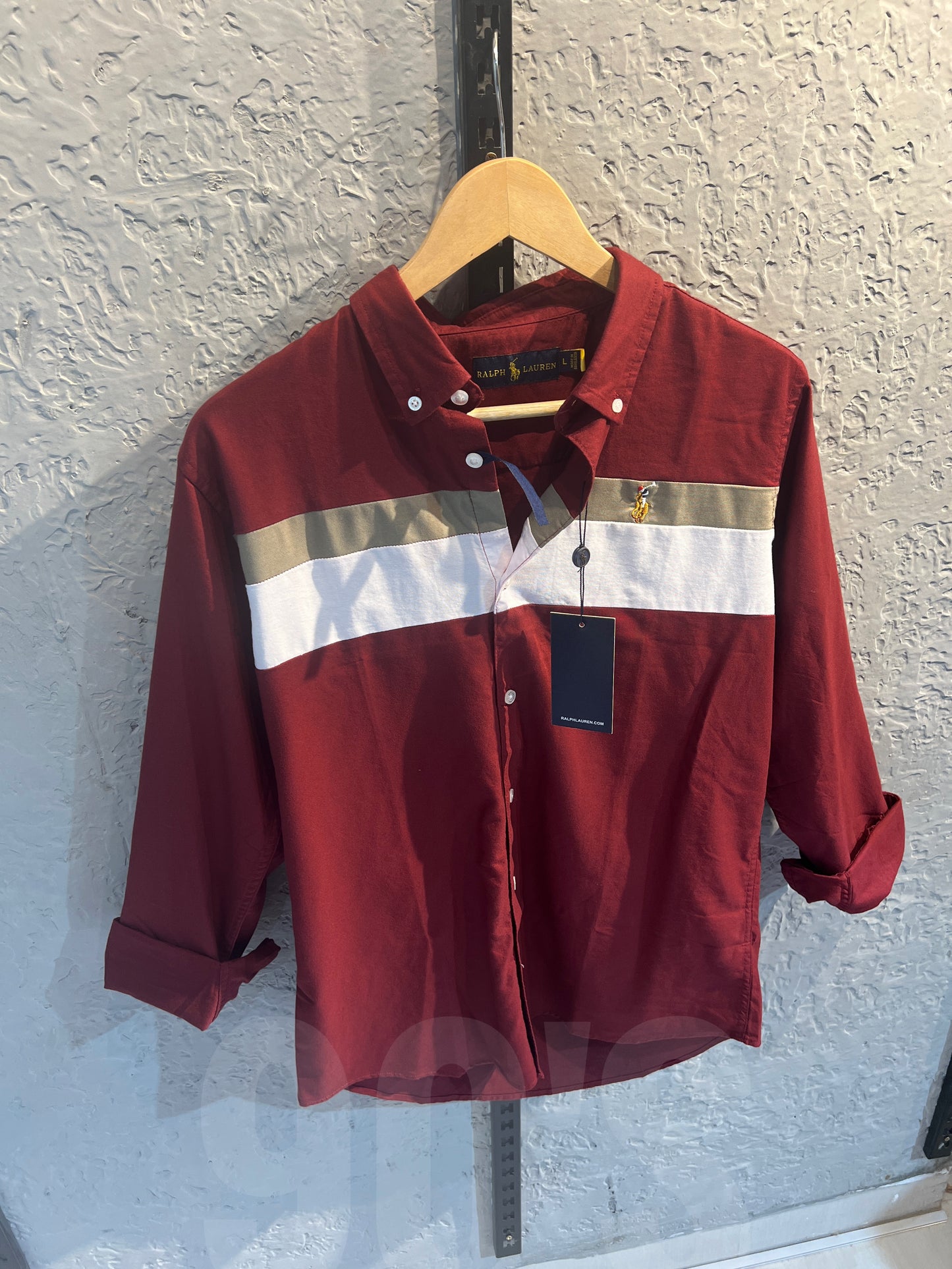 90's Maroon Contrasted Oxford shirt