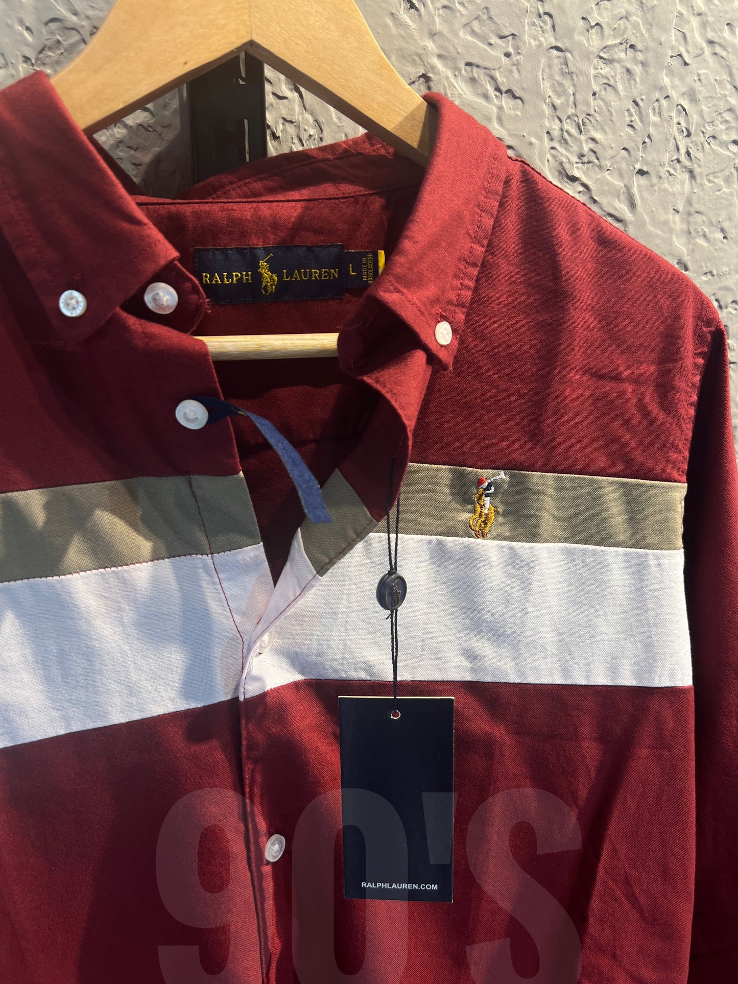 90's Maroon Contrasted Oxford shirt