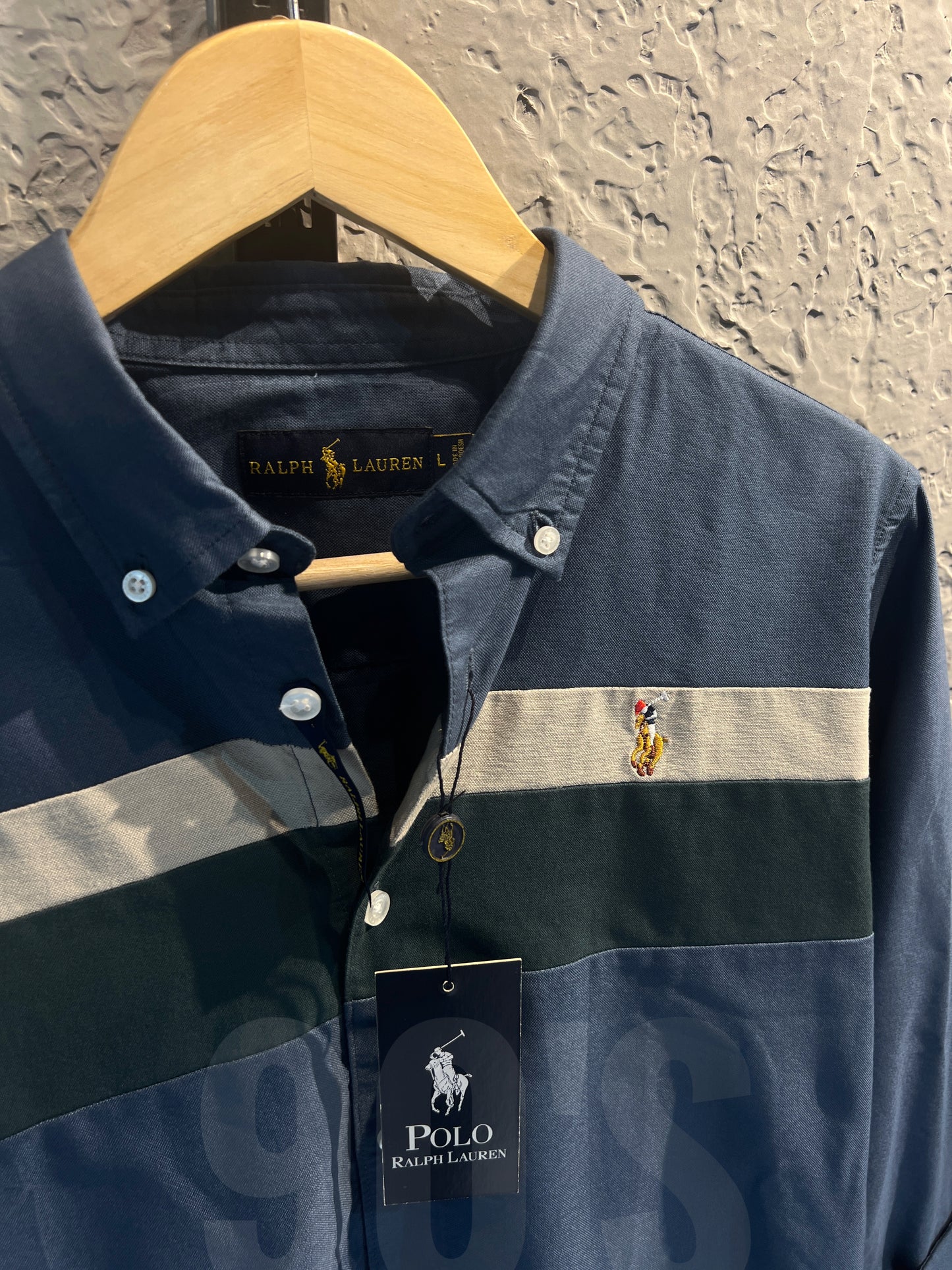 90's Navy Blue Contrasted Oxford shirt