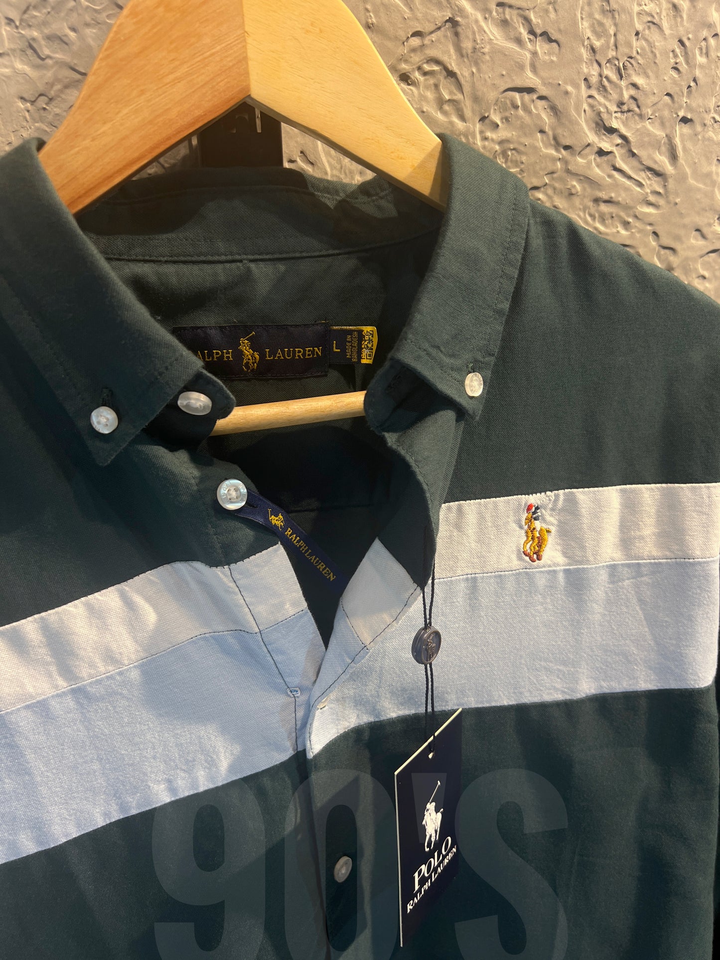 90's Dark Green Contrasted Oxford shirt