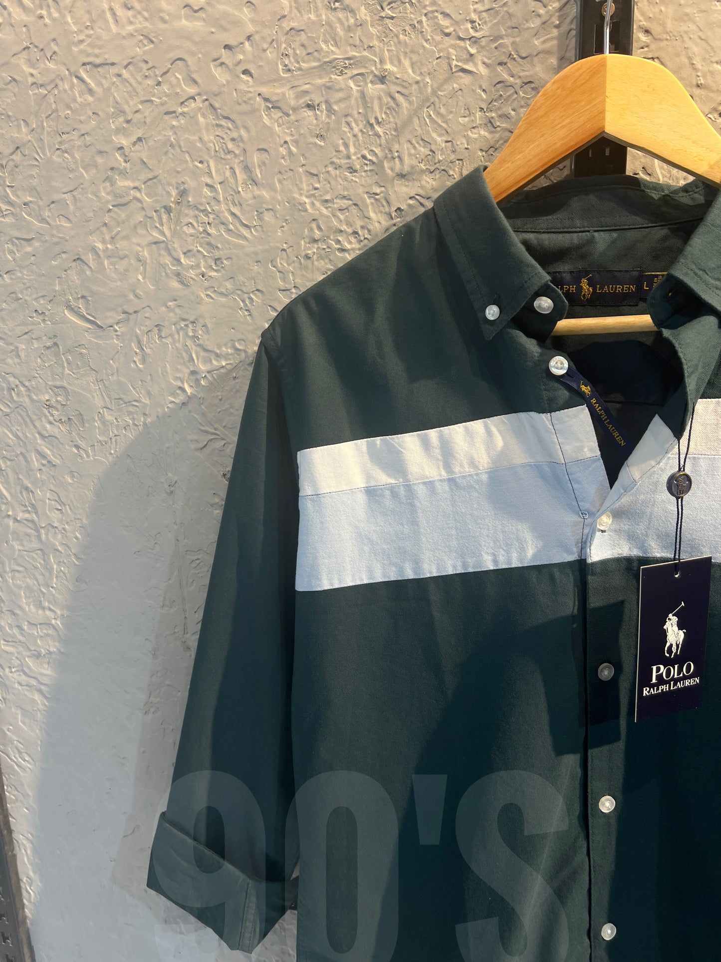 90's Dark Green Contrasted Oxford shirt