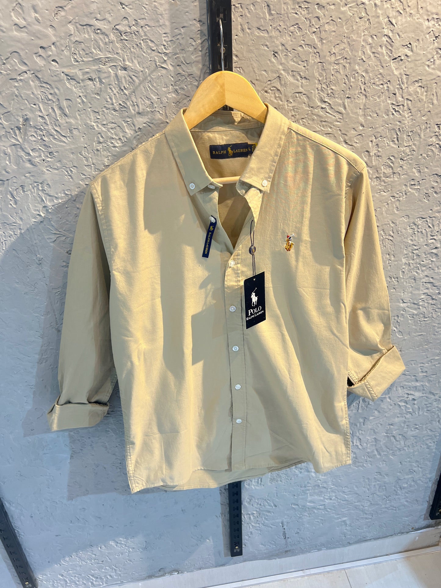 Ralph Lauren Beige Solid Oxford Shirt