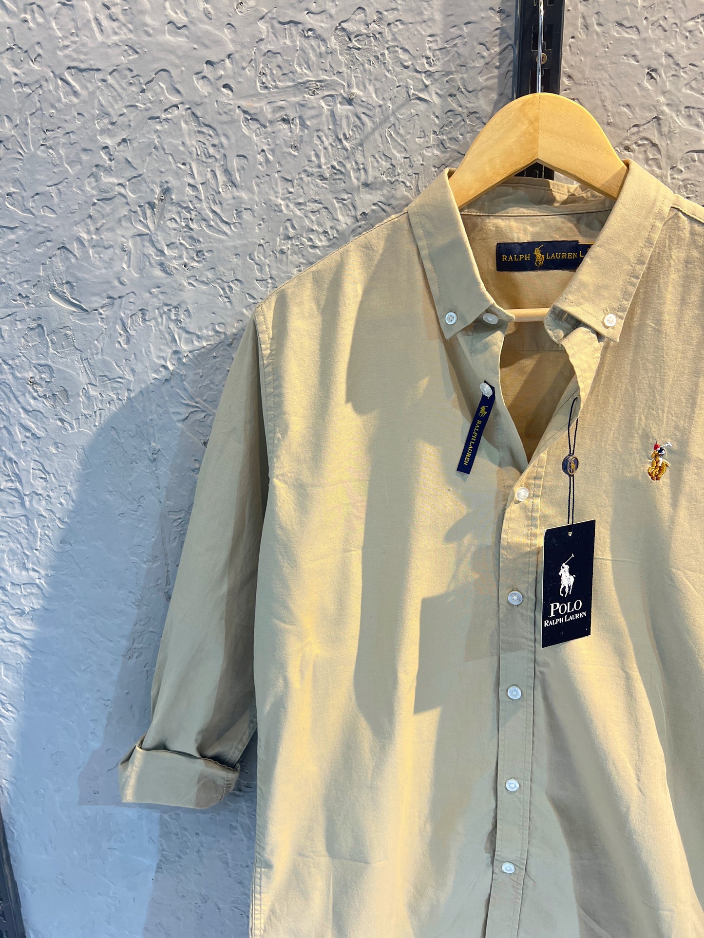 Ralph Lauren Beige Solid Oxford Shirt