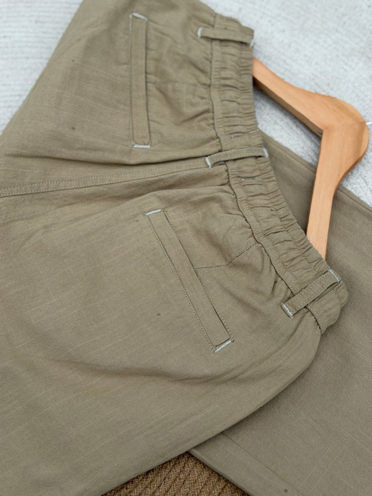 Baggy Light Beige Linen Pants