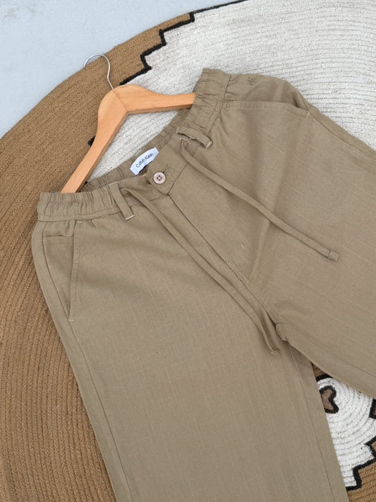 Baggy Light Beige Linen Pants