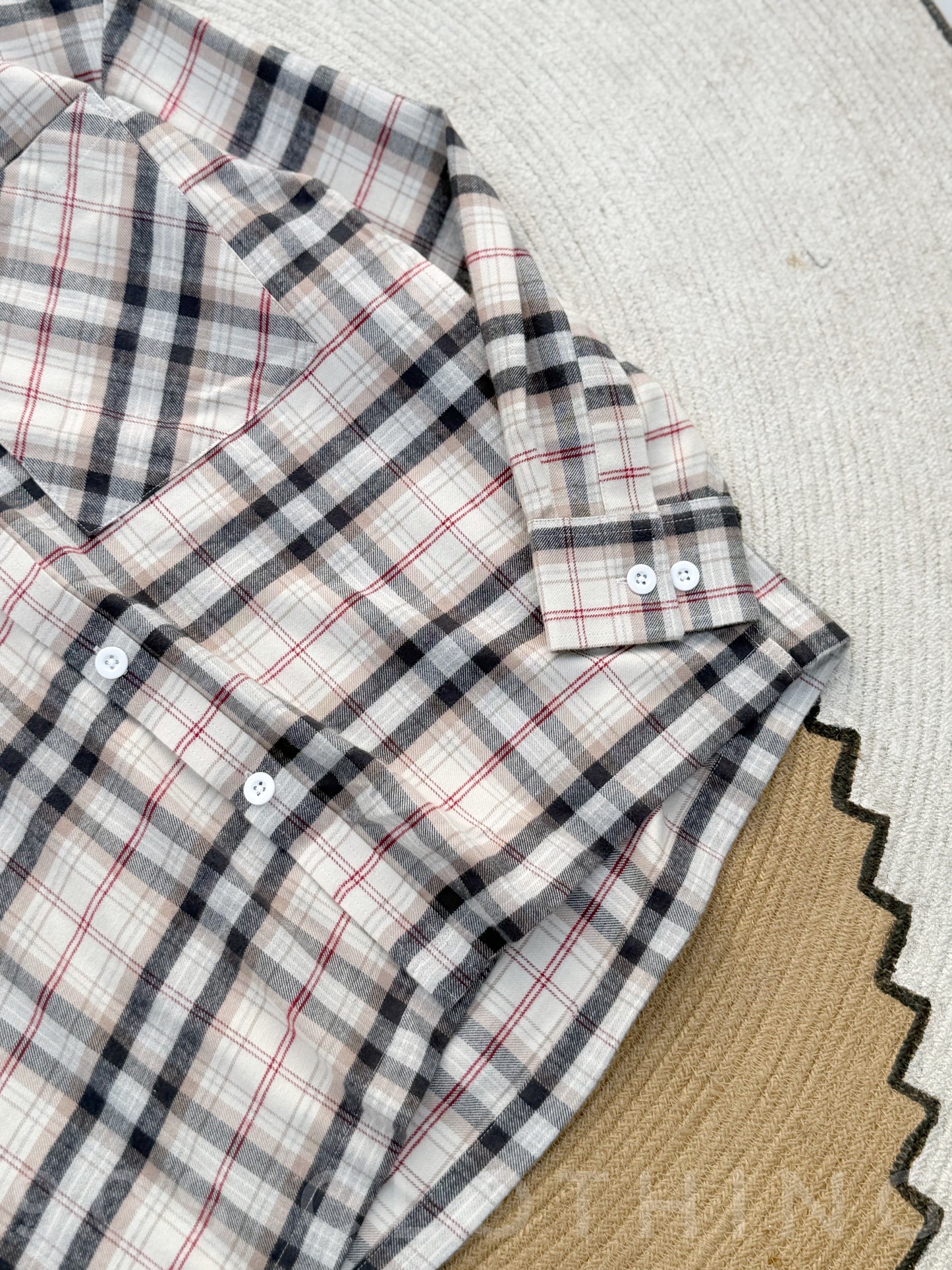 Boxy Sandstone Check Full sleeve shirt