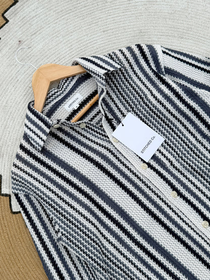 Fancy Textured Urban Stripe Boxy Shirt