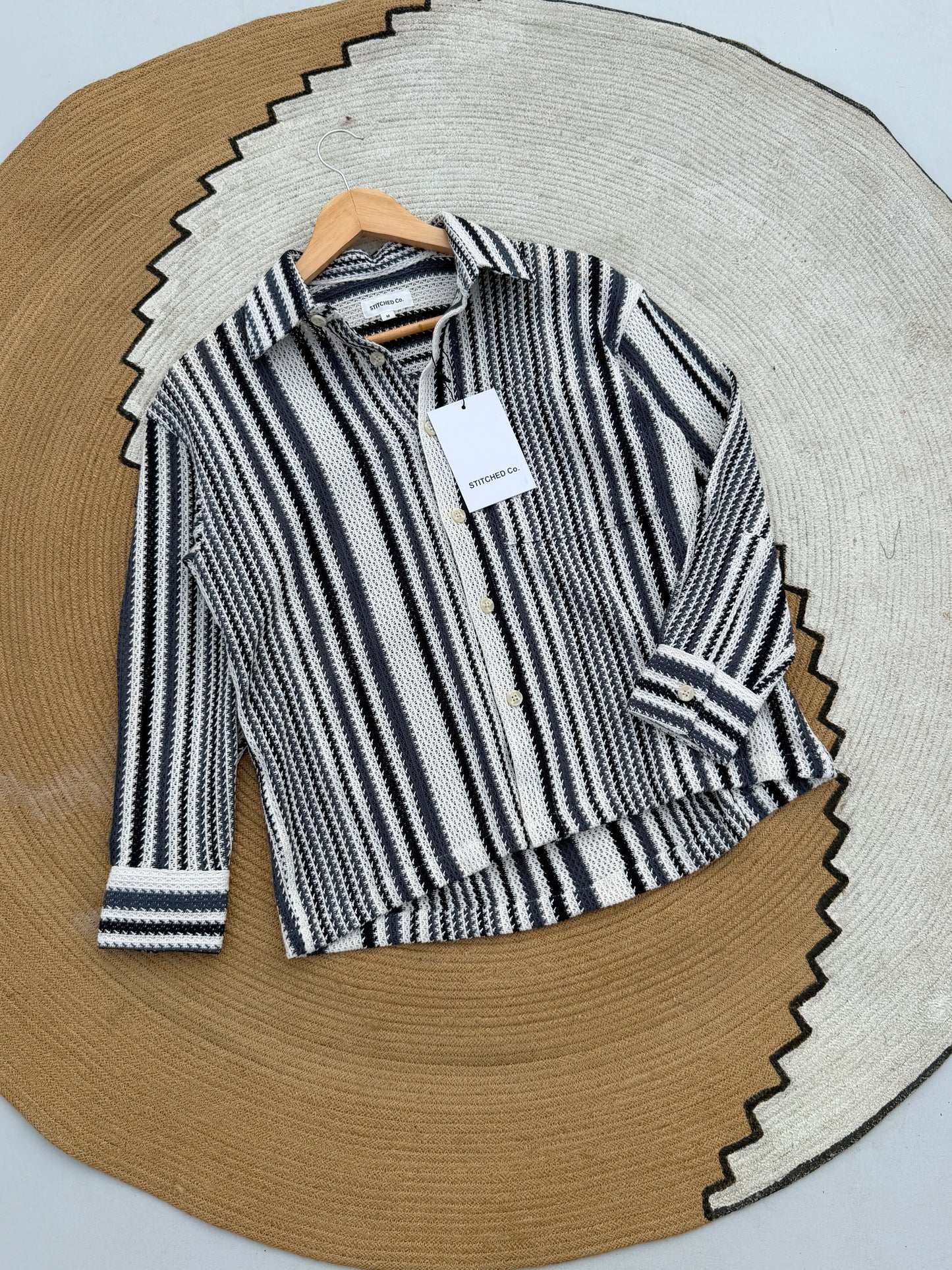 Fancy Textured Urban Stripe Boxy Shirt