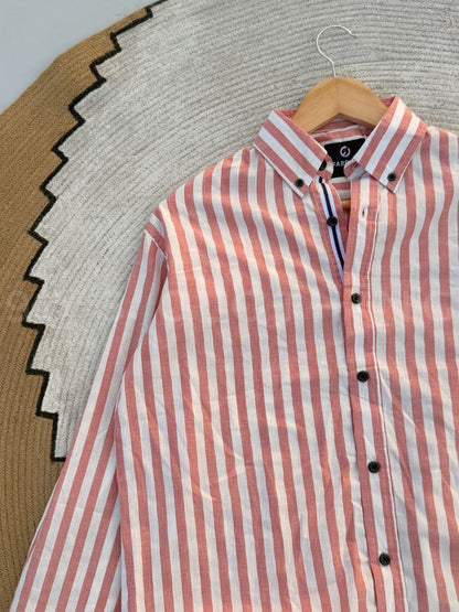Vertical Peach Striped Casual Full sleeve shirt