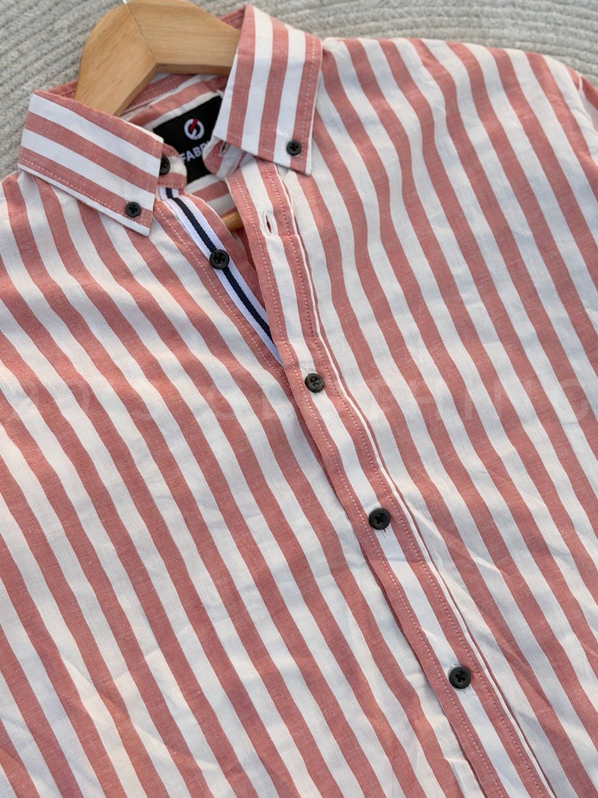 Vertical Peach Striped Casual Full sleeve shirt