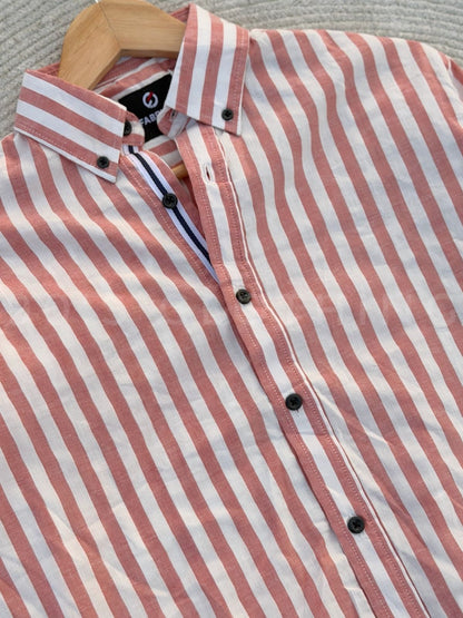 Vertical Peach Striped Casual Full sleeve shirt