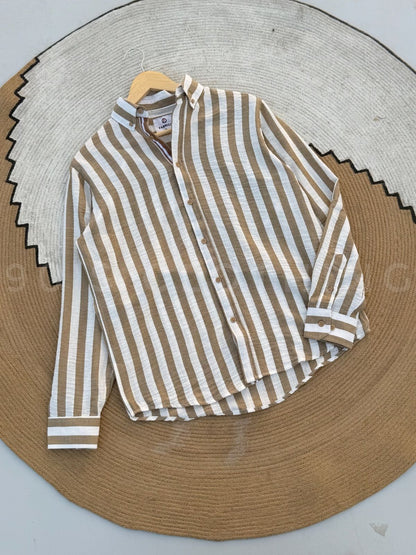 Vertical Muted Earth Striped Casual Full sleeve shirt
