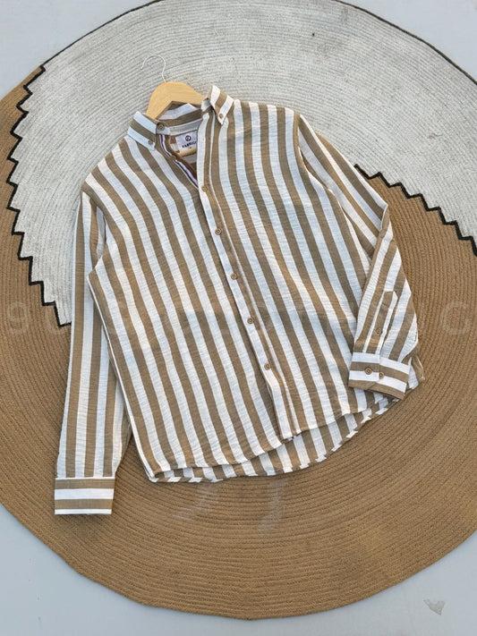 Vertical Muted Earth Striped Casual Full sleeve shirt