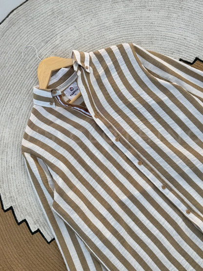 Vertical Muted Earth Striped Casual Full sleeve shirt