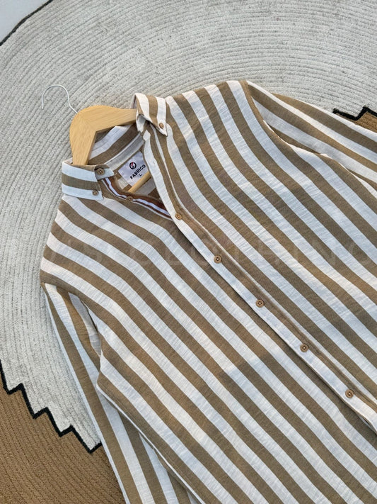 Vertical Muted Earth Striped Casual Full sleeve shirt