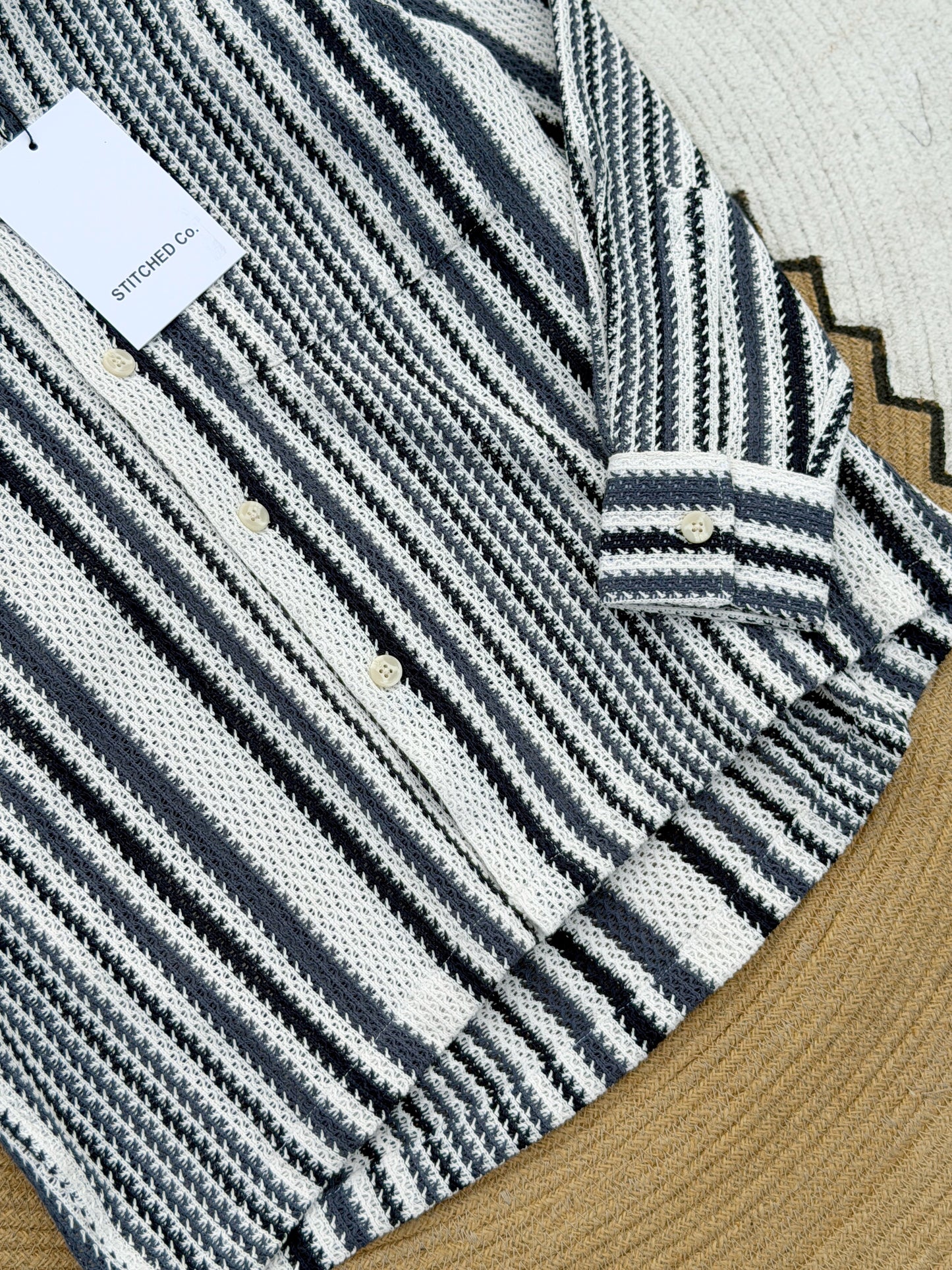 Fancy Textured Urban Stripe Boxy Shirt