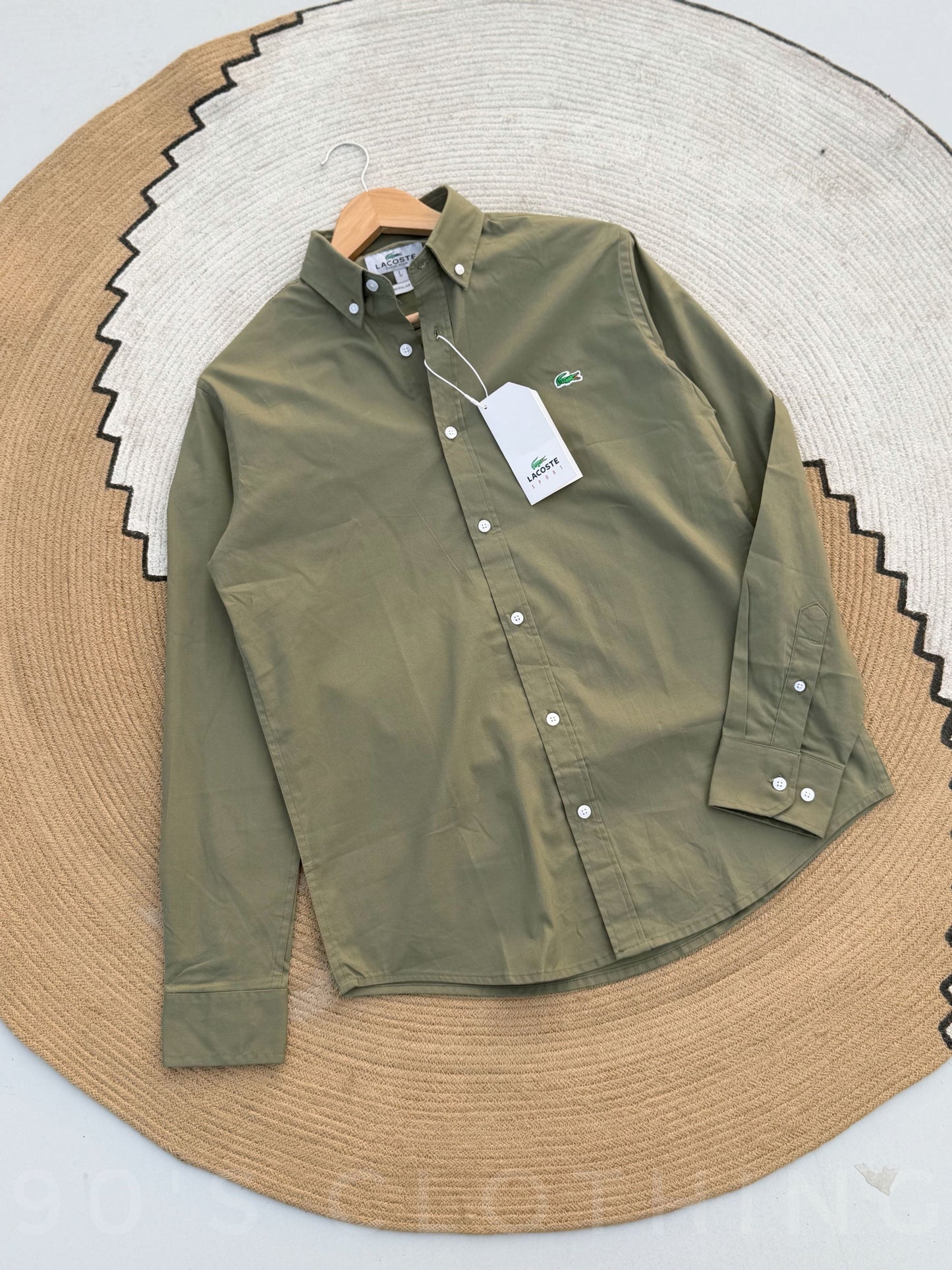 LACOSTE Olive Full sleeve shirt.