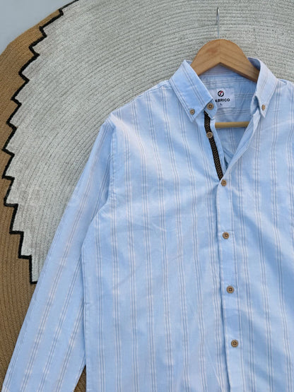 Vertical Powder Blue Striped Casual Full sleeve shirt
