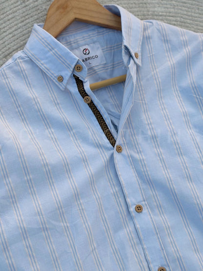 Vertical Powder Blue Striped Casual Full sleeve shirt