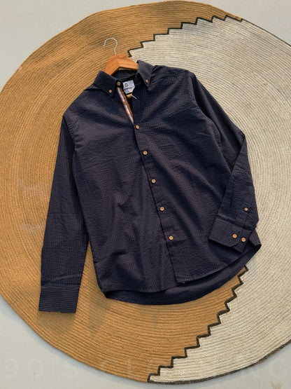 Vertical Navy Blue Striped Casual Full sleeve shirt