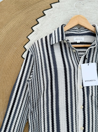Fancy Textured Urban Stripe Boxy Shirt