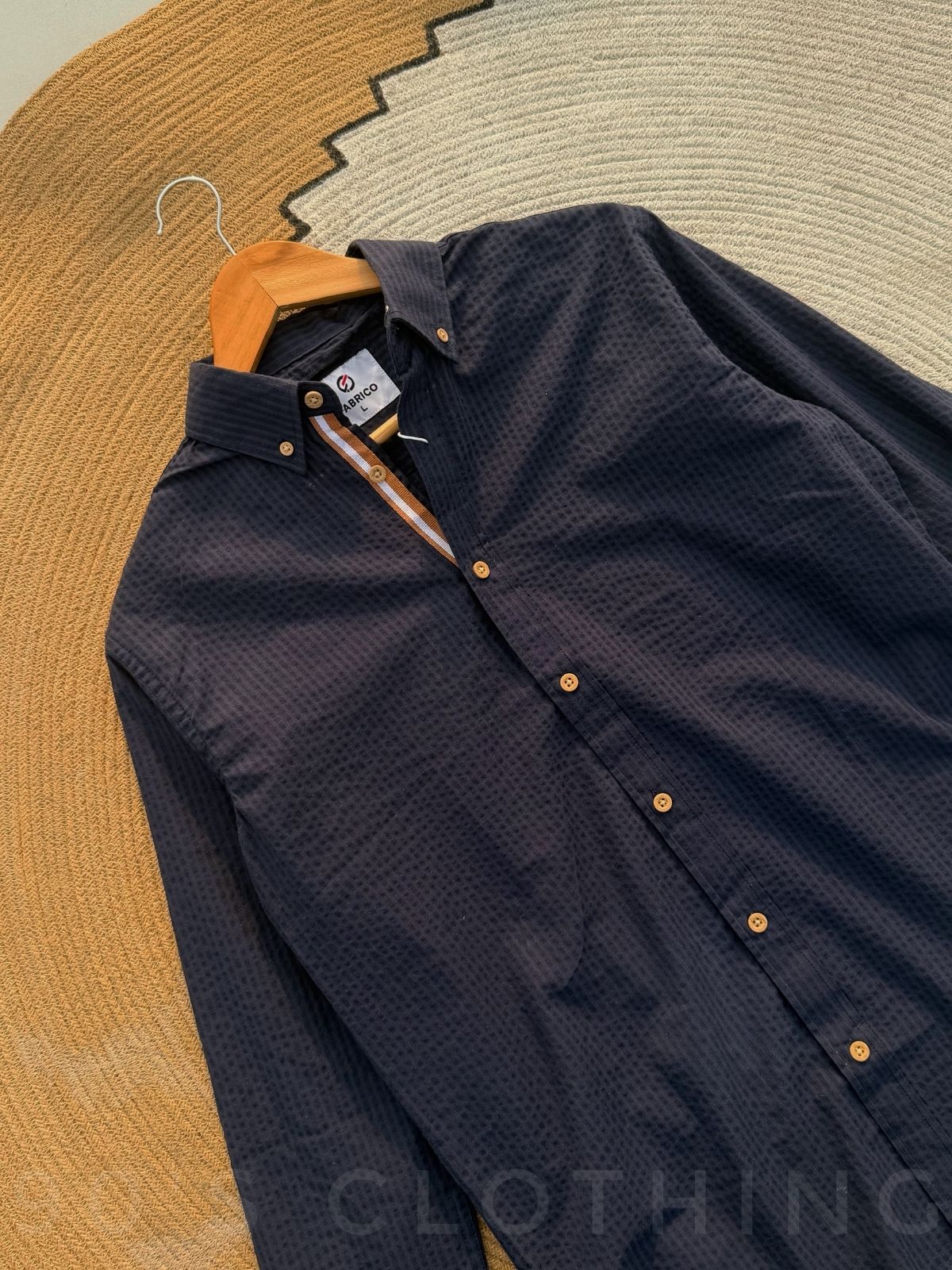 Vertical Navy Blue Striped Casual Full sleeve shirt