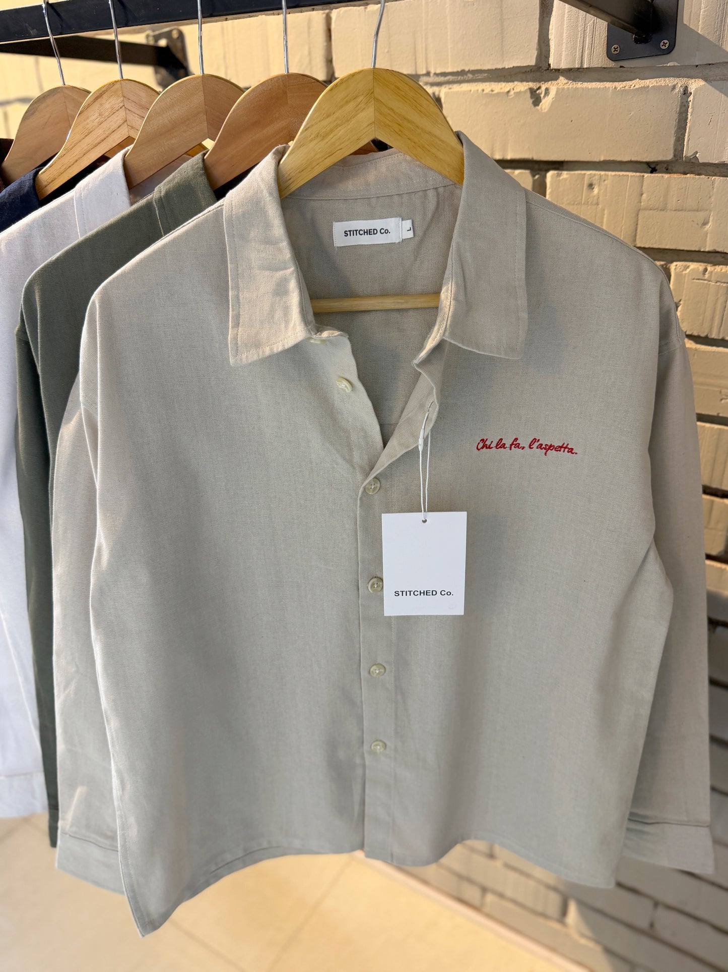 Embroidery Off-white Boxy Shirt