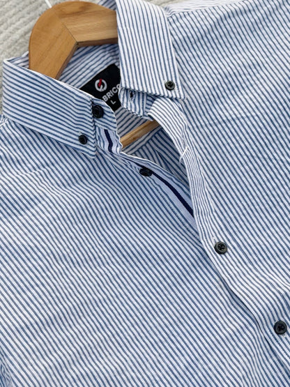Vertical Ash White Striped Casual Full sleeve shirt