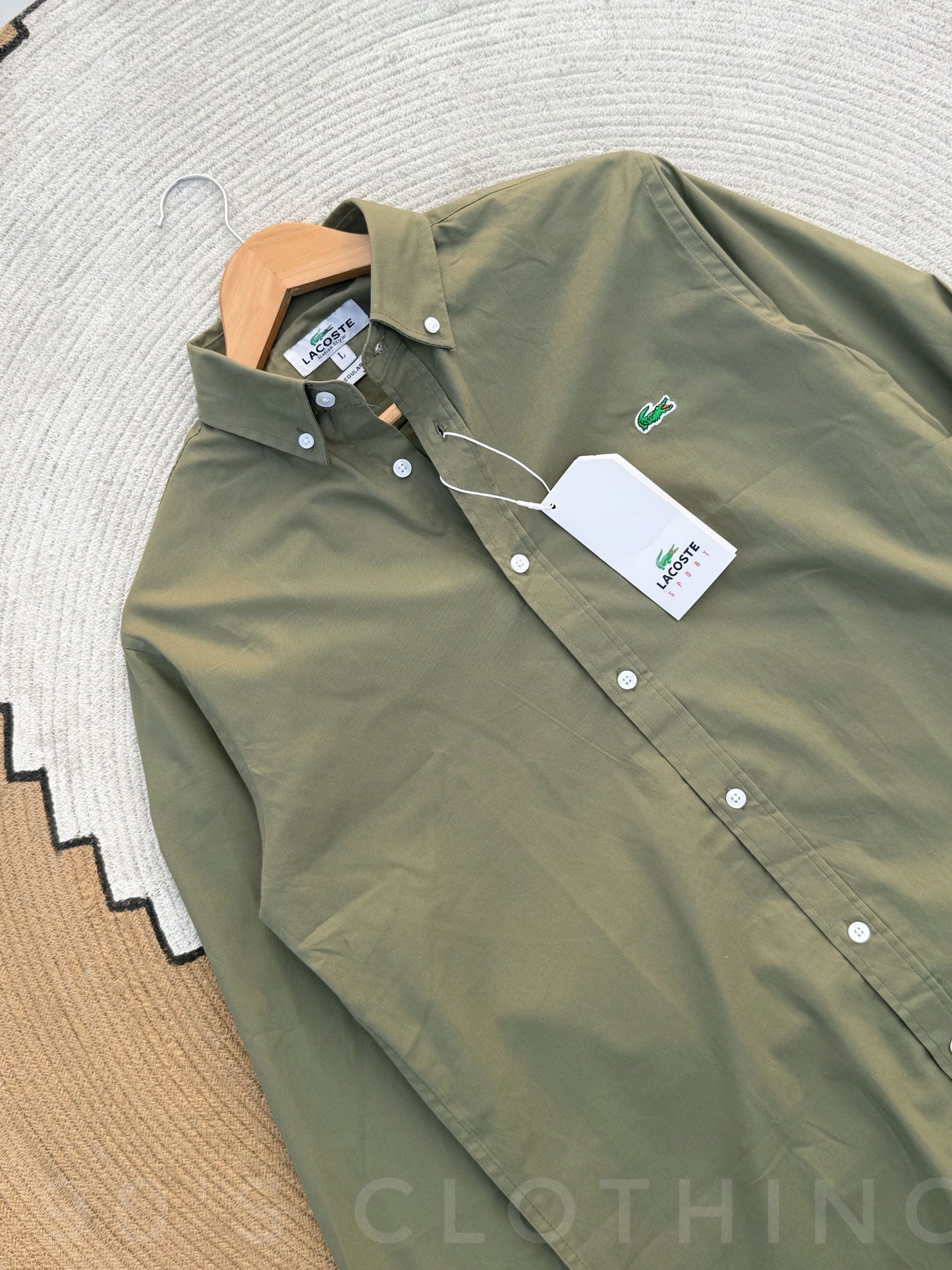 LACOSTE Olive Full sleeve shirt.