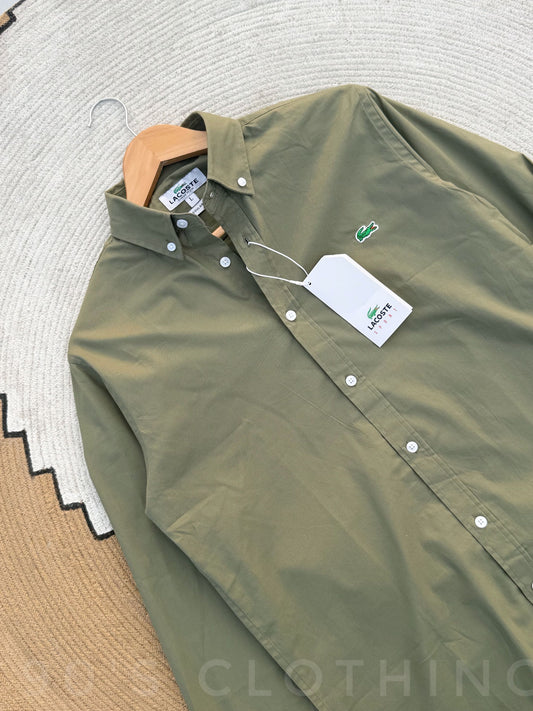 LACOSTE Olive Full sleeve shirt.