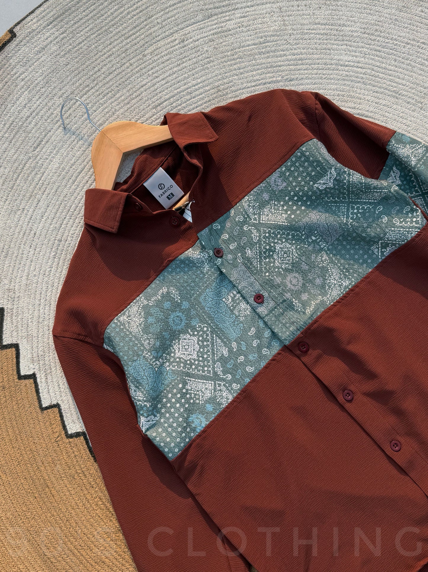 Paisley Panel Shirt Terracotta Full sleeve shirt