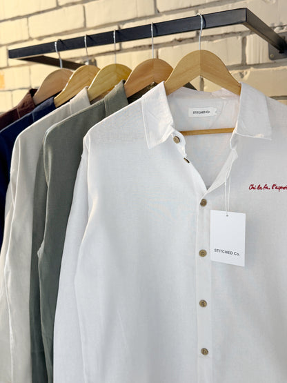 Embroidery White Boxy Shirt