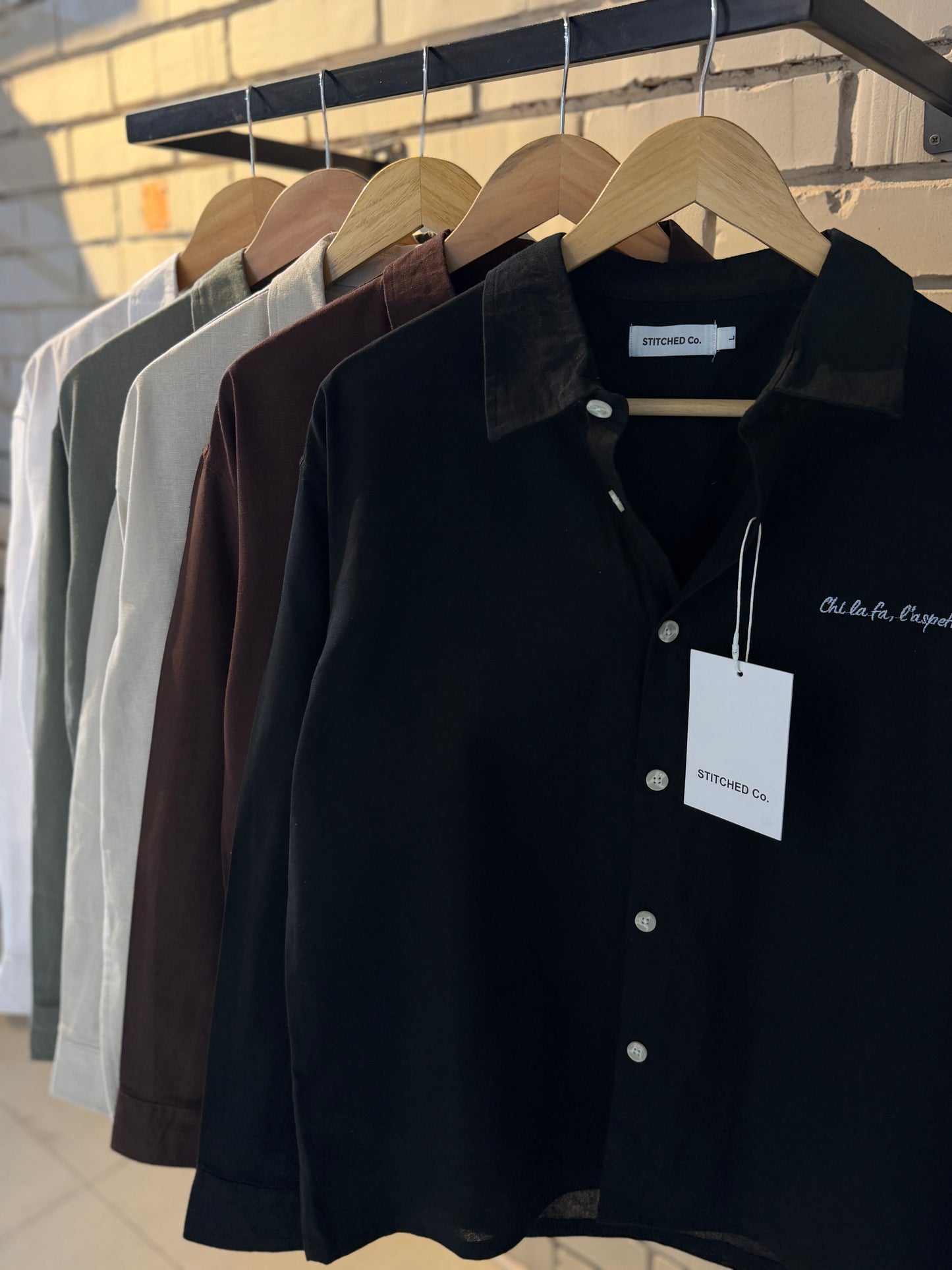 Embroidery Black Boxy Shirt