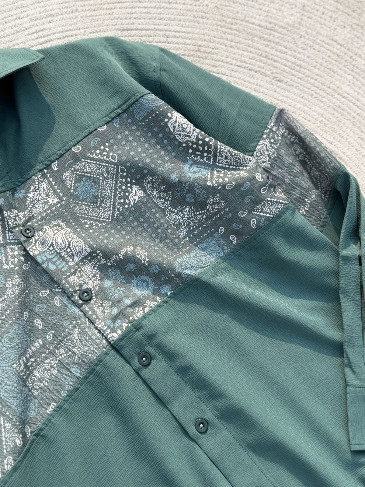 Paisley Panel Shirt Teal Green Full sleeve shirt