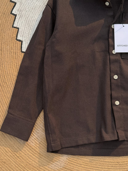 Fancy Textured Dark Coffee Boxy Shirt