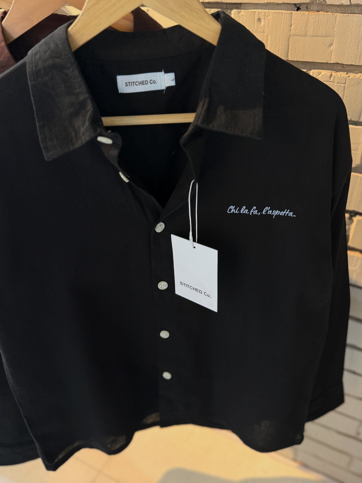 Embroidery Black Boxy Shirt