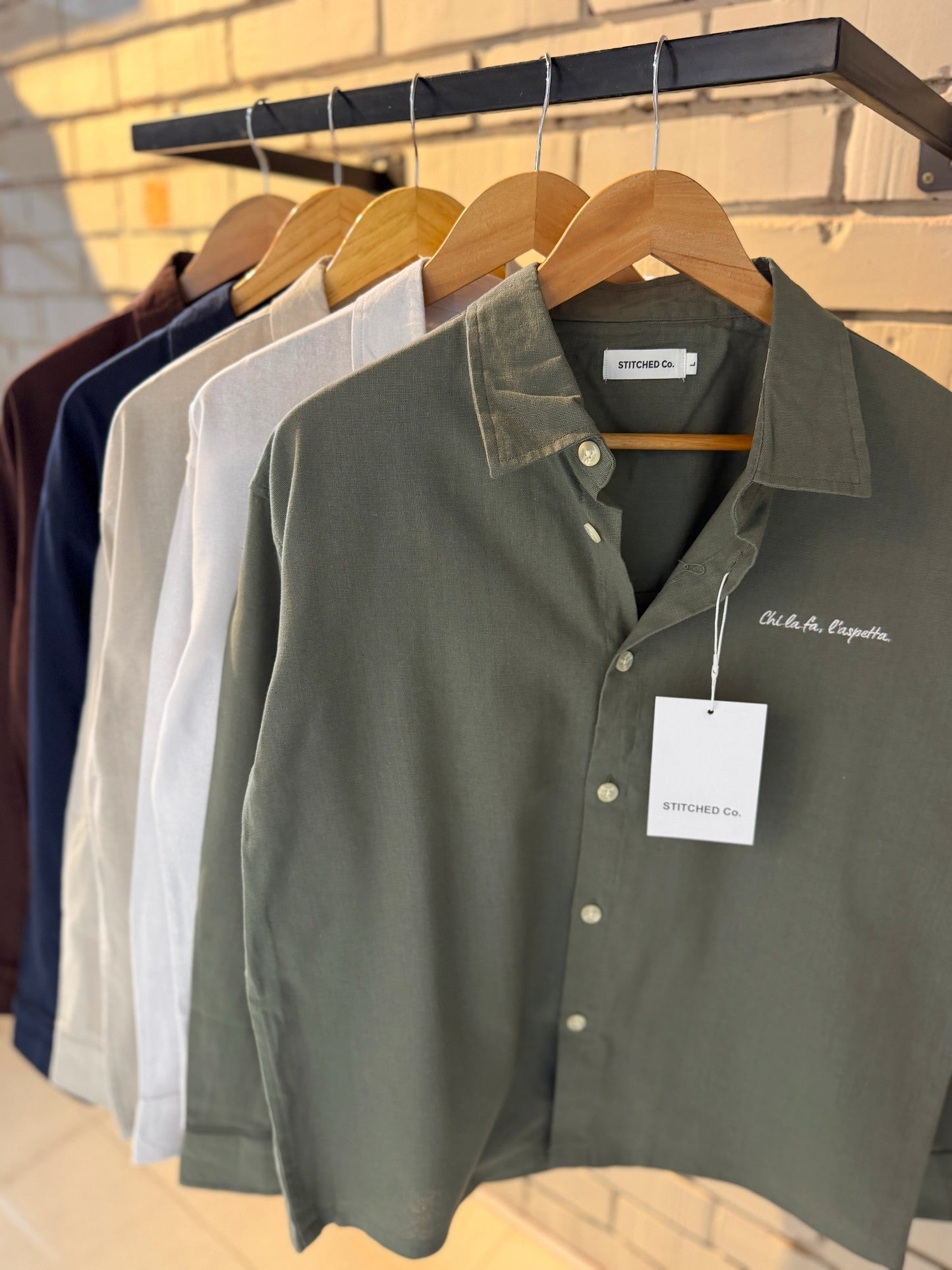 Embroidery Olive Boxy Shirt