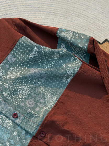 Paisley Panel Shirt Terracotta Full sleeve shirt
