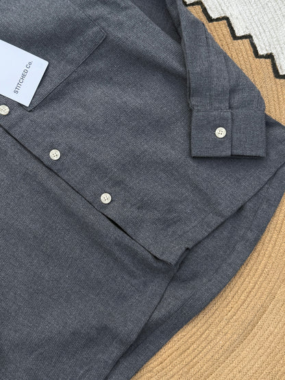 Fancy Textured Dark Ash Boxy Shirt