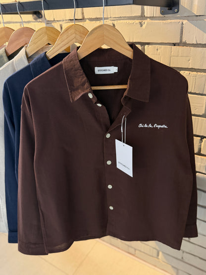 Embroidery Espresso Boxy Shirt