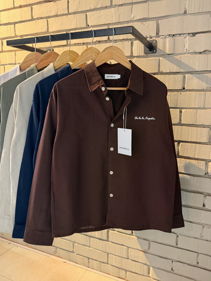 Embroidery Espresso Boxy Shirt