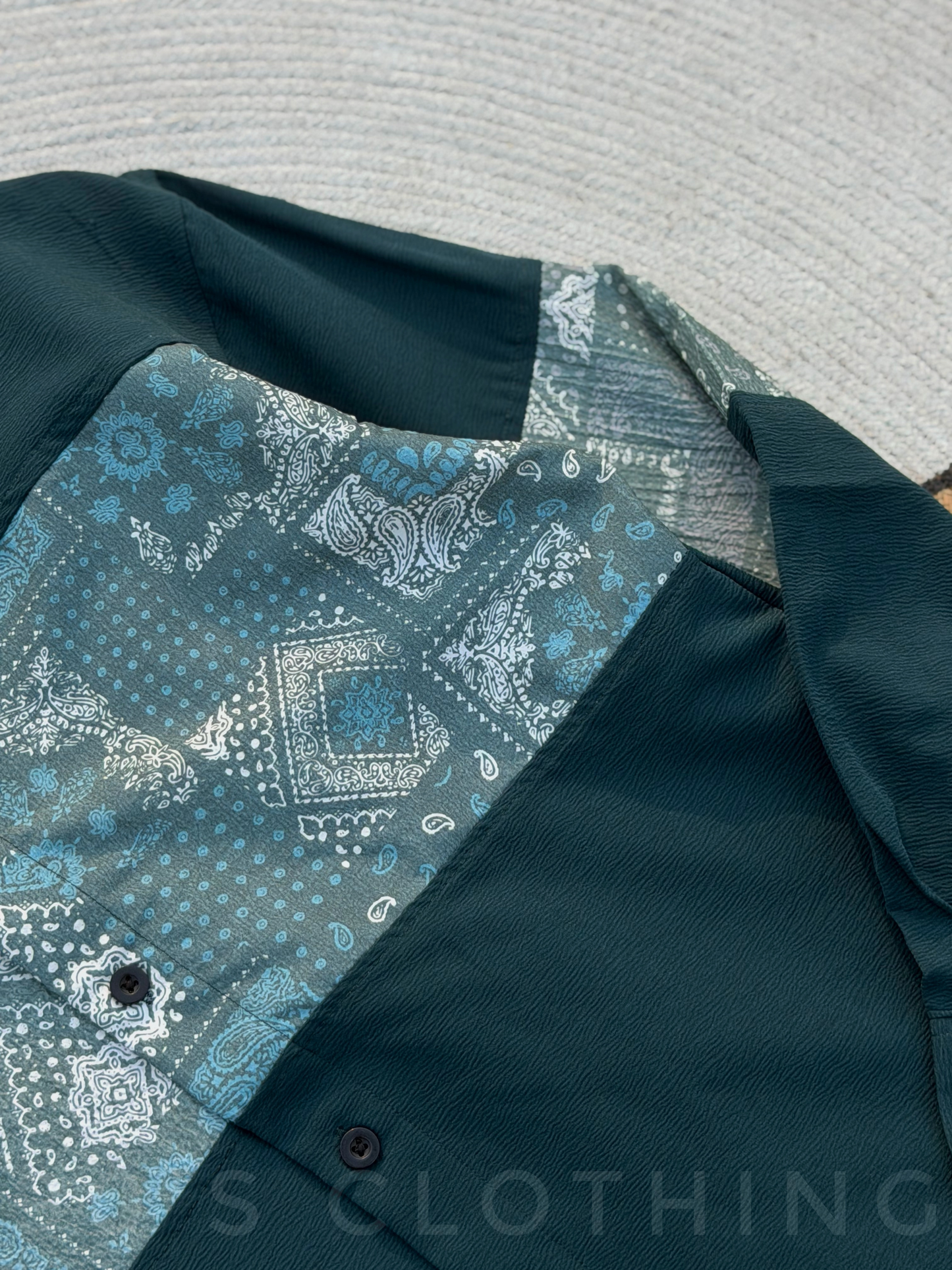 Paisley Panel Shirt Jade Green Full sleeve shirt