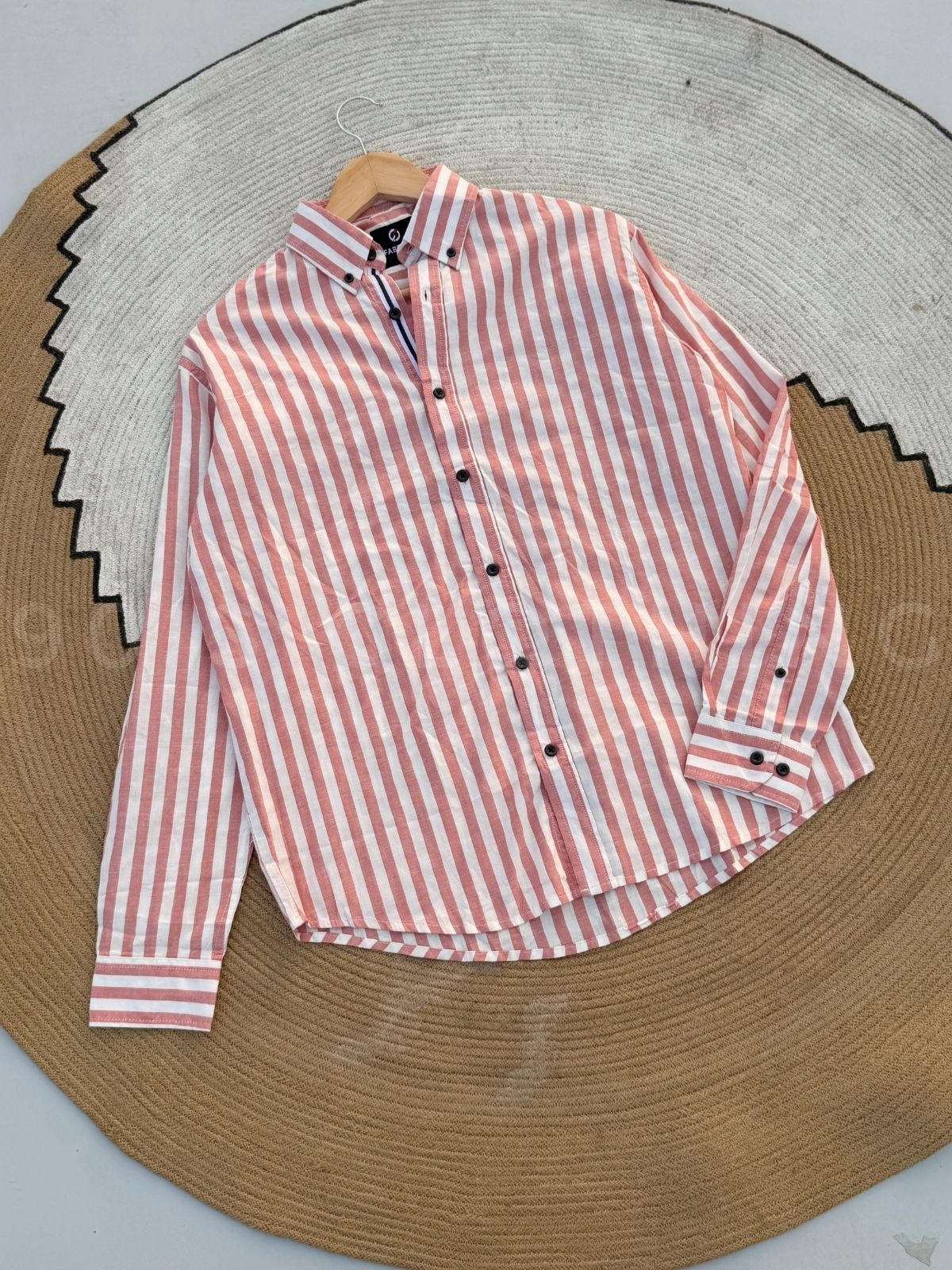 Vertical Peach Striped Casual Full sleeve shirt