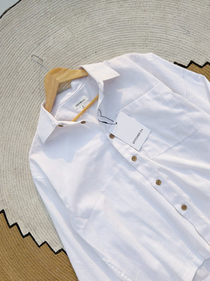 Fancy Textured White Boxy Shirt