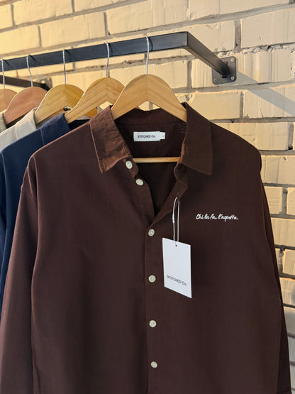 Embroidery Espresso Boxy Shirt