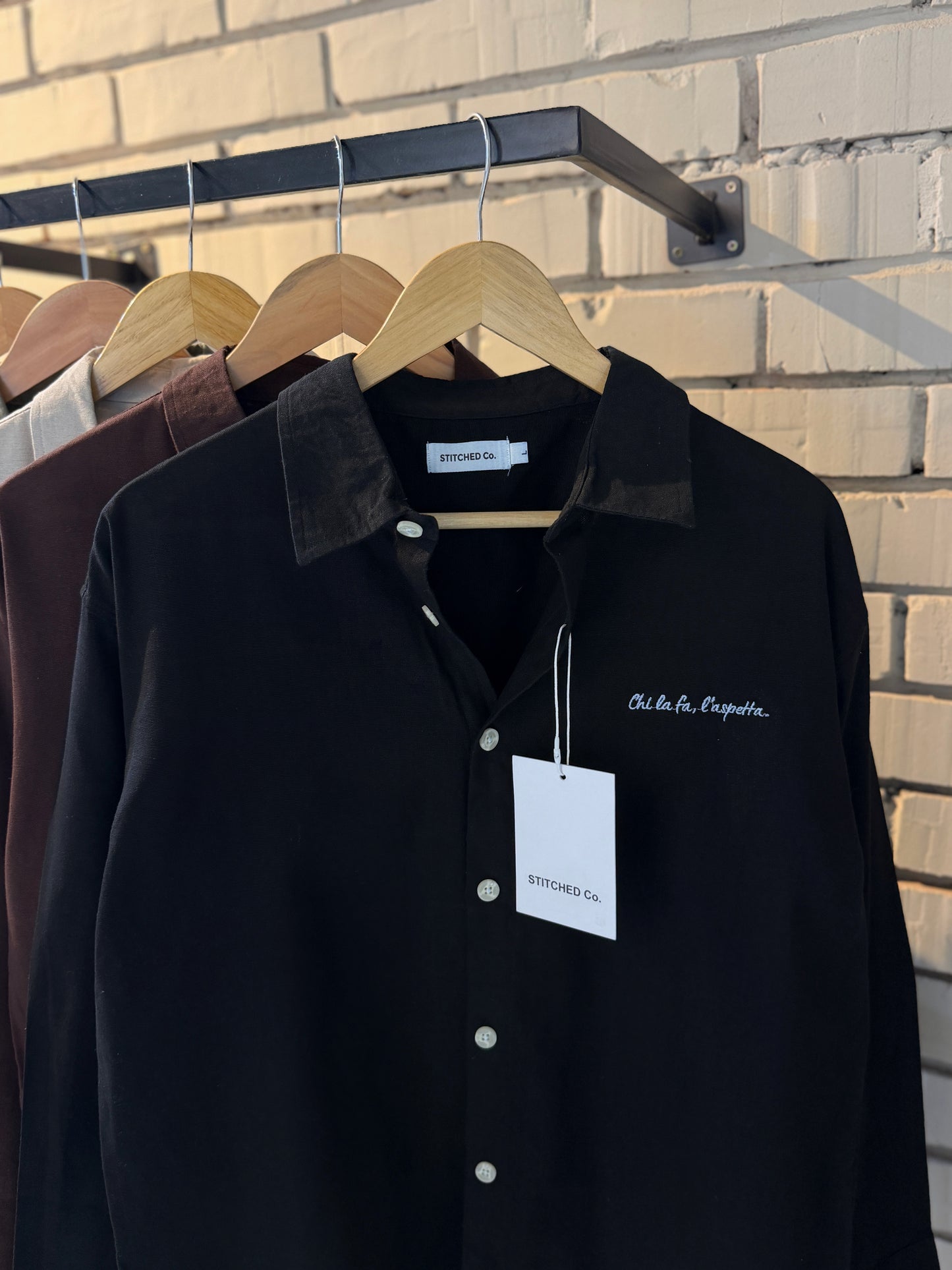 Embroidery Black Boxy Shirt