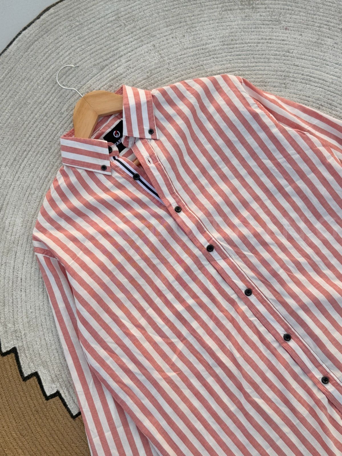 Vertical Peach Striped Casual Full sleeve shirt